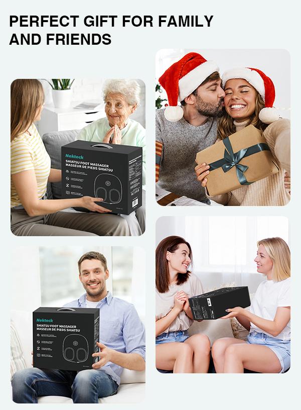 Nekteck Shiatsu Foot Massager Machine with Soothing Heat, Deep Kneading Therapy, Air Compression, Improve Blood Circulation and Foot Wellness Brown