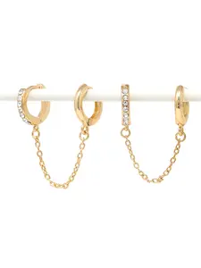 Bauble Sky Crystal Paved Loop Earplug Earrings – Elegant Huggies with Secure Loop Closure