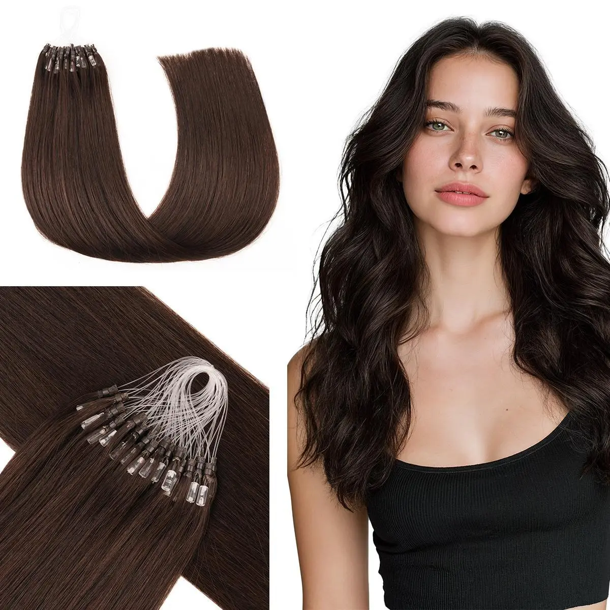 [#1 18inches only 29.5] Hotbanana Microlink Micro Loop Extensions Human Hair Natural Straight Invisibead Micro Ring 50G 14–24 Inch Hair Extension Summer Hairstyles
