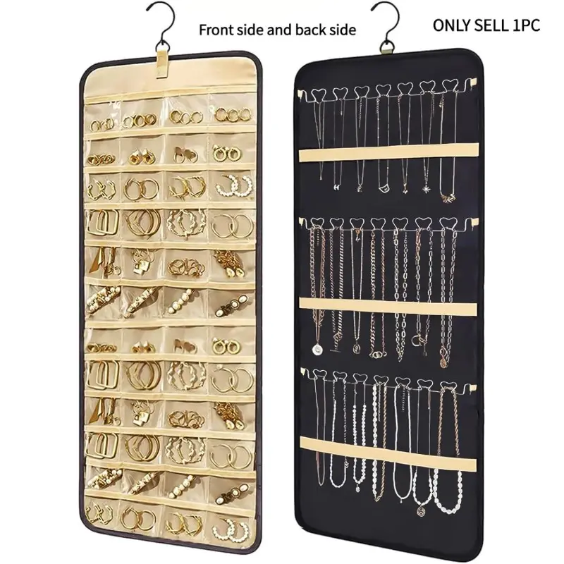 Jewelry Storage Bag, 1 Count Double Sided Jewelry Organizer, Dustproof Organizers Durable Storage Organizer Jewelry Storage Bag for Earrings, Bracelet, Necklace, Ring, Home Organizer, Jewelry Storage Unit