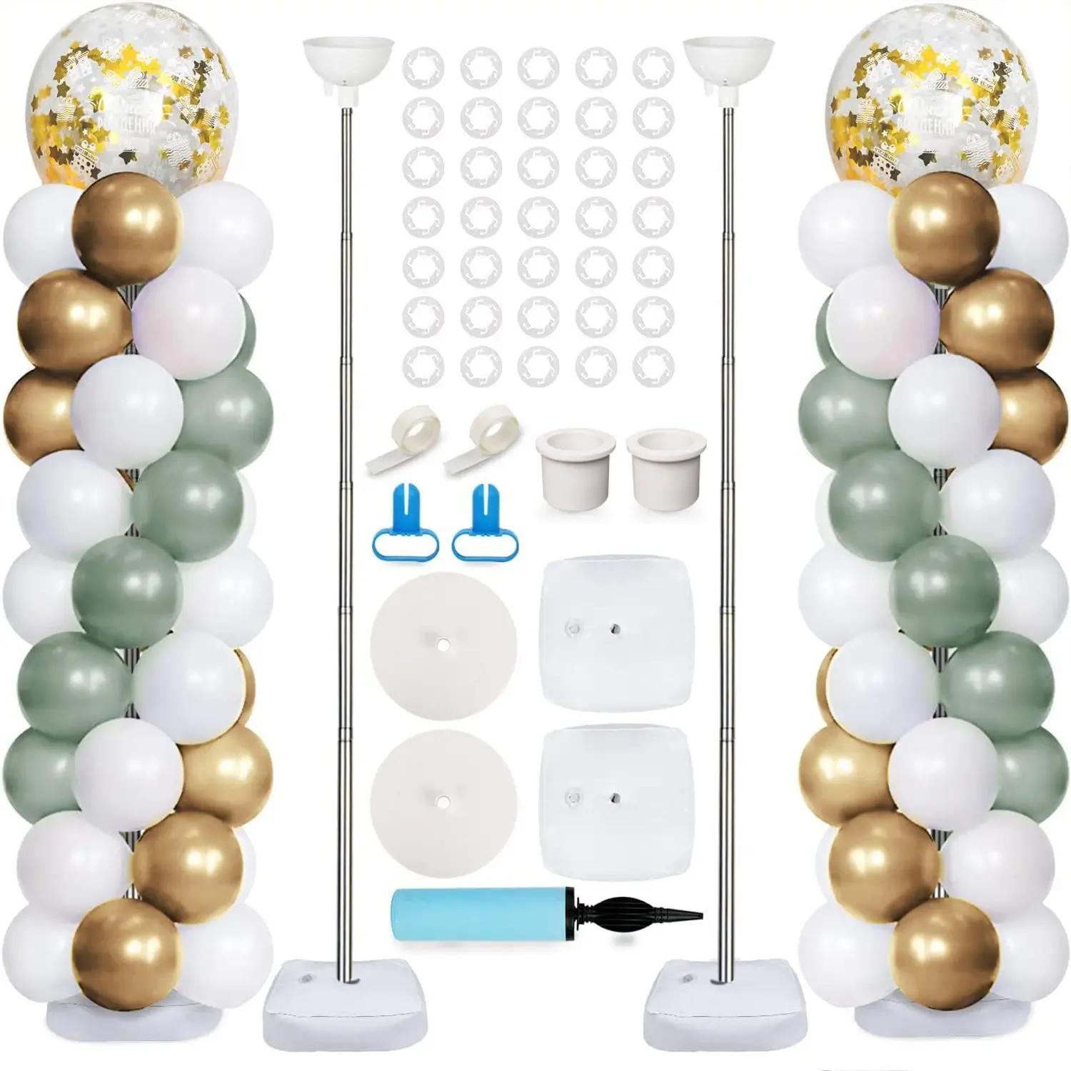 81-Inch Balloon Stand Kit , Balloon Column,  - Half PVC Stand, Stable Water-Filled Base, Easy-Install Reusable Balloon Party Supplies for First-Time Planners' Indoor Wedding, Halloween, Baby Shower Decor