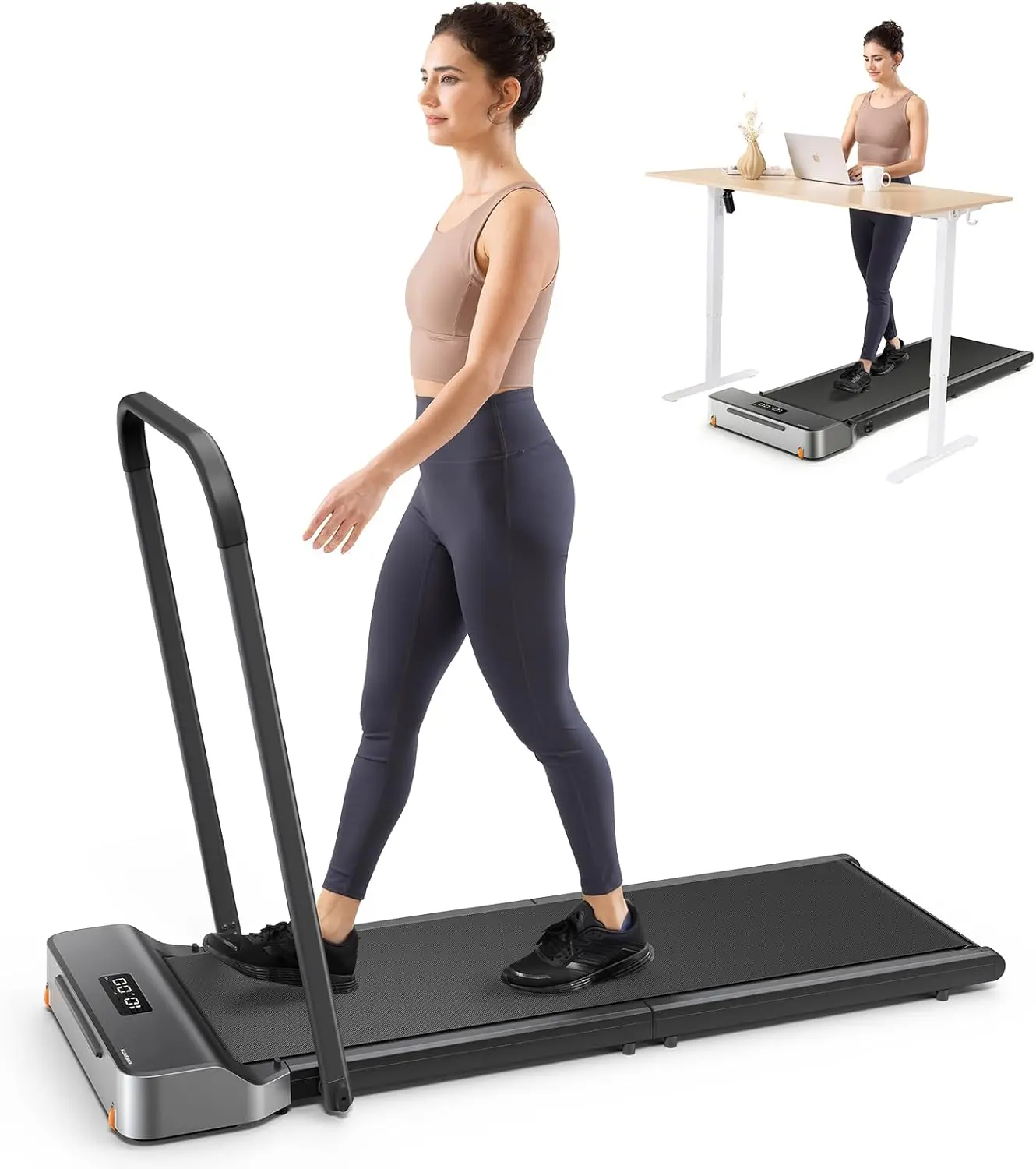 WalkingPad Z1R Sturdy Collapsible Folding Portable Under Desk Walking Pad Treadmill with Armrest, Adaptive Speed Control, Low Noise Durable Motor, 300lbs Capacity, Remote Controller, LED Display, Compact for Home Office Cardio at Home Small Spaces Workout