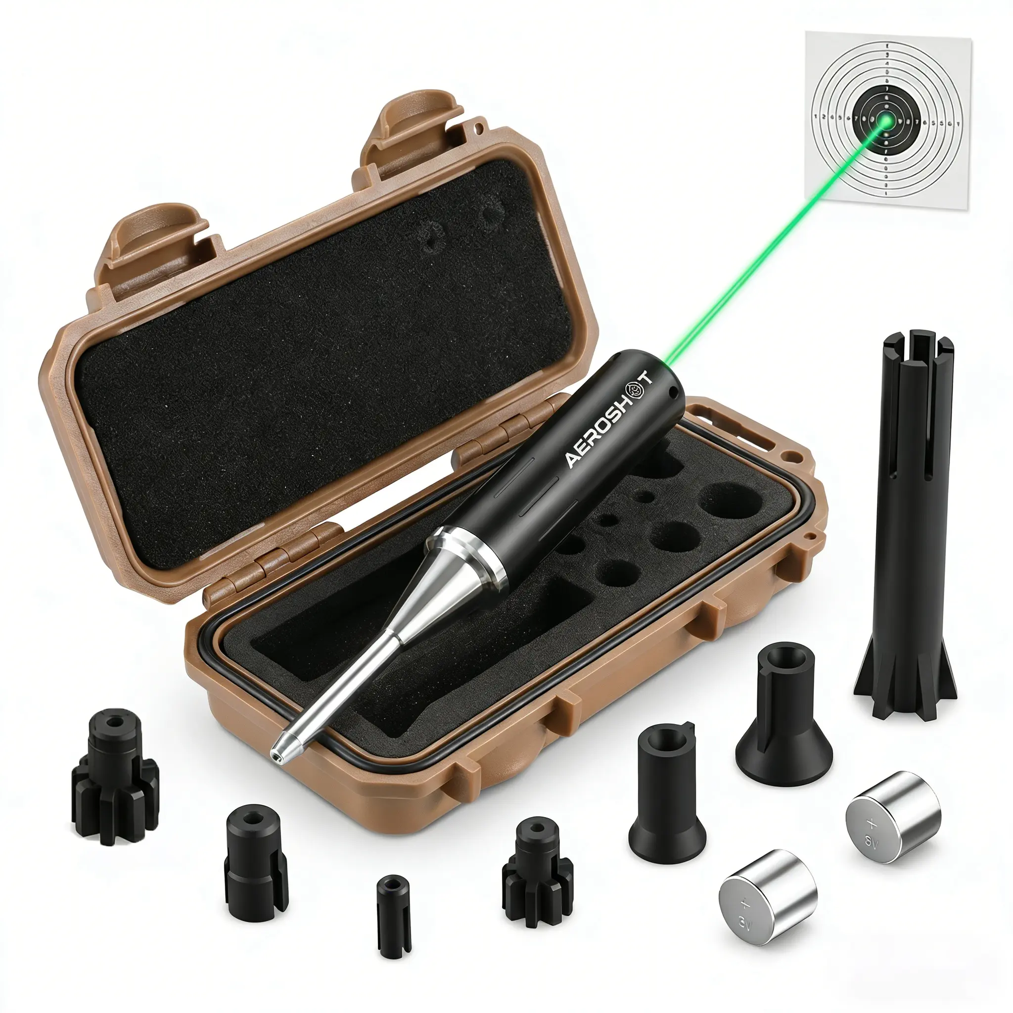 Universal Red/Green 7 Adapters-Boresighterkit-Zeroing for 200+models (0.22-12GA) All in one solution