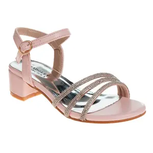 Badgley Mischka Low Heeled Dress Sandals Girls - Elegant Sparkly Ankle Strap Formal Occasion Comfort Fit (Little Kid – Big Kid)