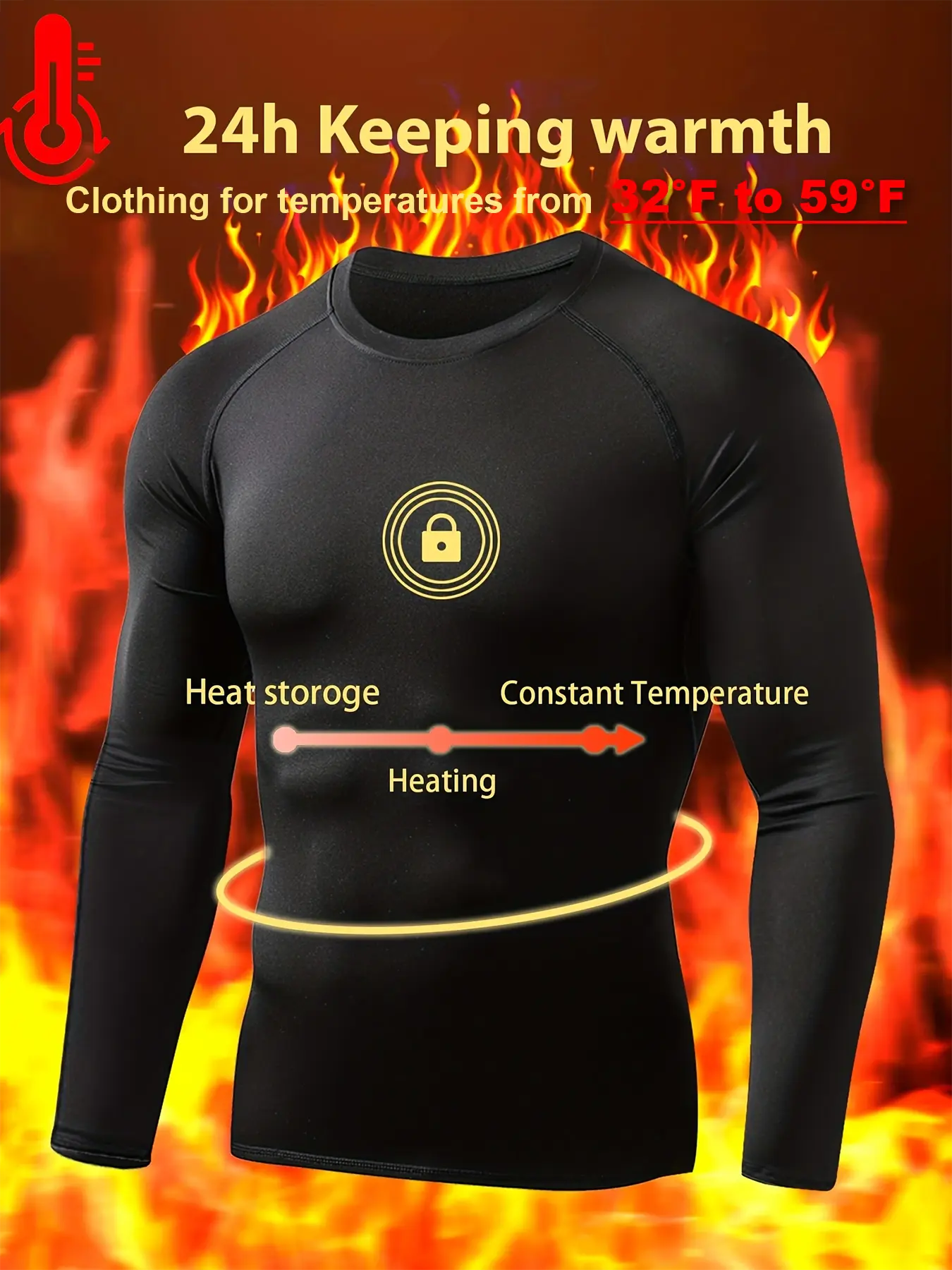 1 Pack Men's Thermal Compression Shirt Fleece Lined Long Sleeve Athletic Base Layer Cold Weather Gear Workout Top summerwins,travel essentials,camping essentials