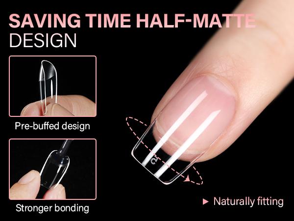 AILLSA Short Square Nail Tips Full Cover Clear NailTips Acrylic Pre-Filed Fake Press on for Extension Home DIY Salon Manicure 216PCS 12 Sizes