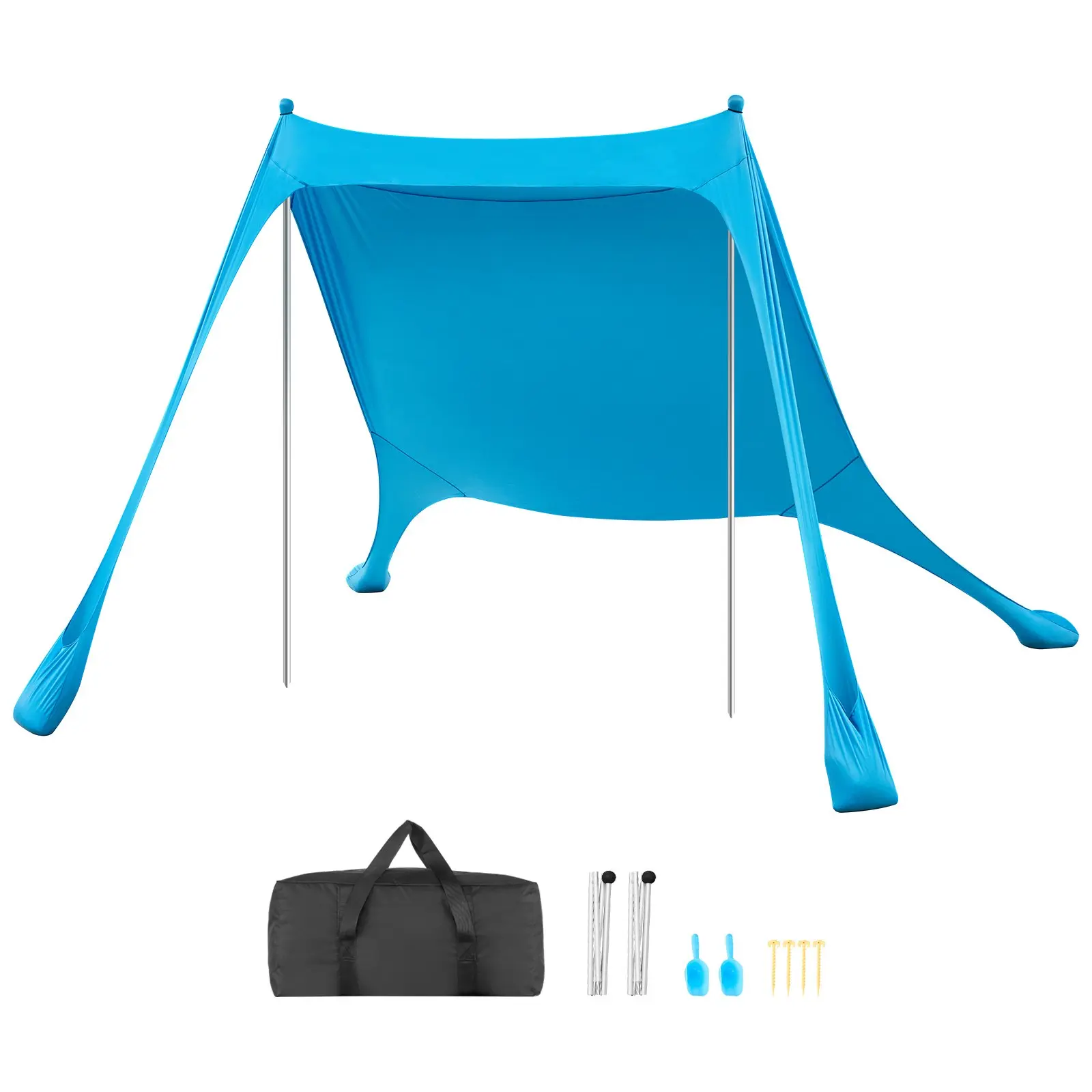 【Summerfinds】VEVOR Aluminum Frame Sunshade Canopy, UPF50+ Sun Protection, 6.6ft Tall, 7.5x7.5ft Lycra Fabric, Durable, Easy Install Pop-Up, Breathable, Includes Sandbags, Stability Poles, Sand Shovels, Portable for Family Outings [DealsForYouDays], Alumin