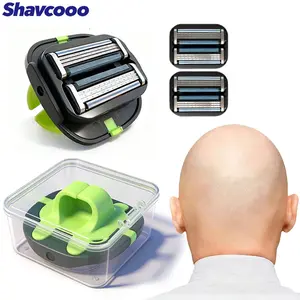 Shavcooo 6 Blade Manual Head Shaver for Blad Men Floating Contour Fit Anti-Scratch Blad Hair Shaving Razor Mens Head Shaver Portable Safety Haircut Stainless Steel Daily  Sensitive Handle