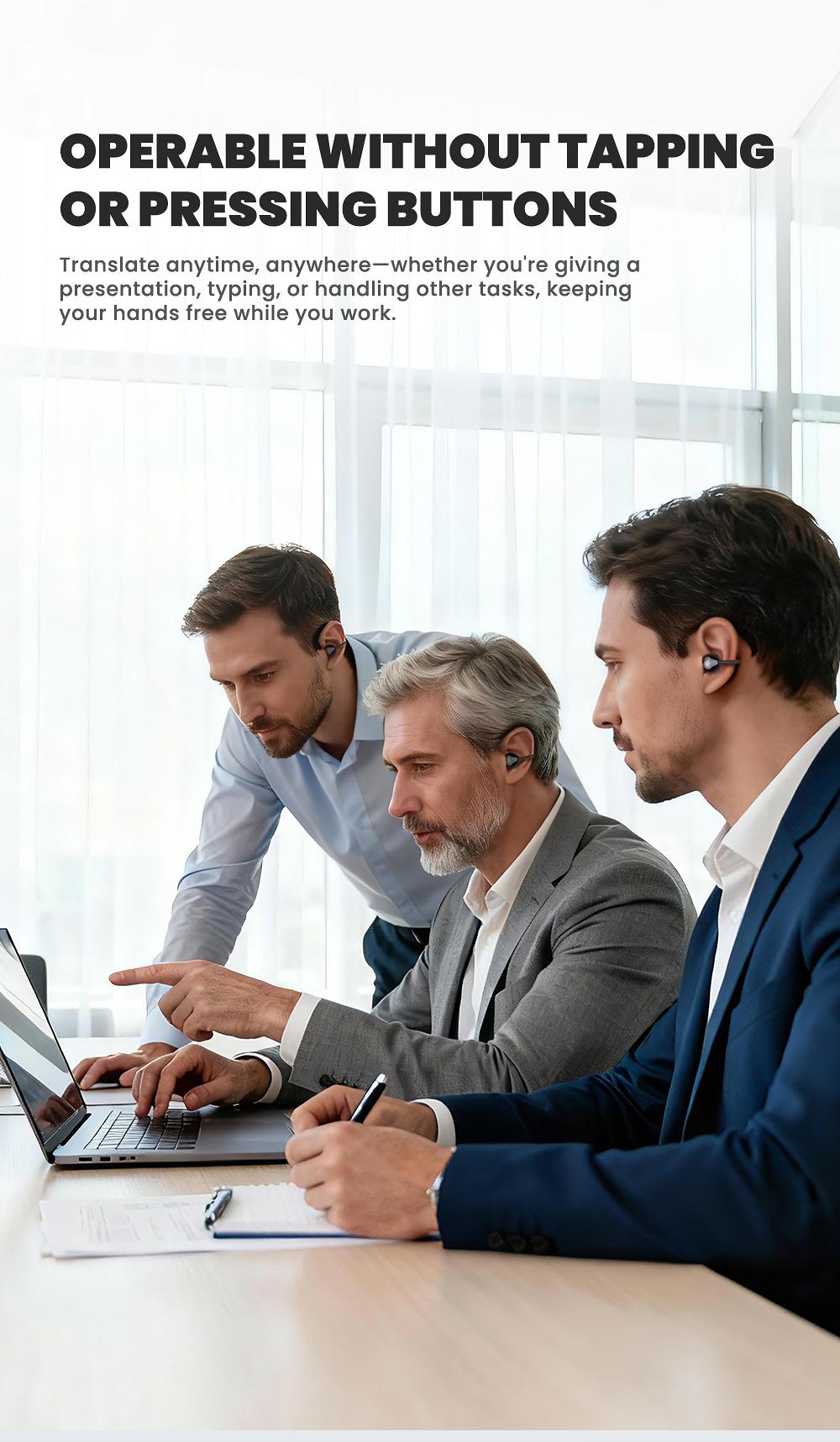 HTC NE67 AI Headset Translates 134 Languages with App Download Wireless Earphone 30-Hour Battery IPX Waterproof Hi-Fidelity Sound for Movies Music Sports Office