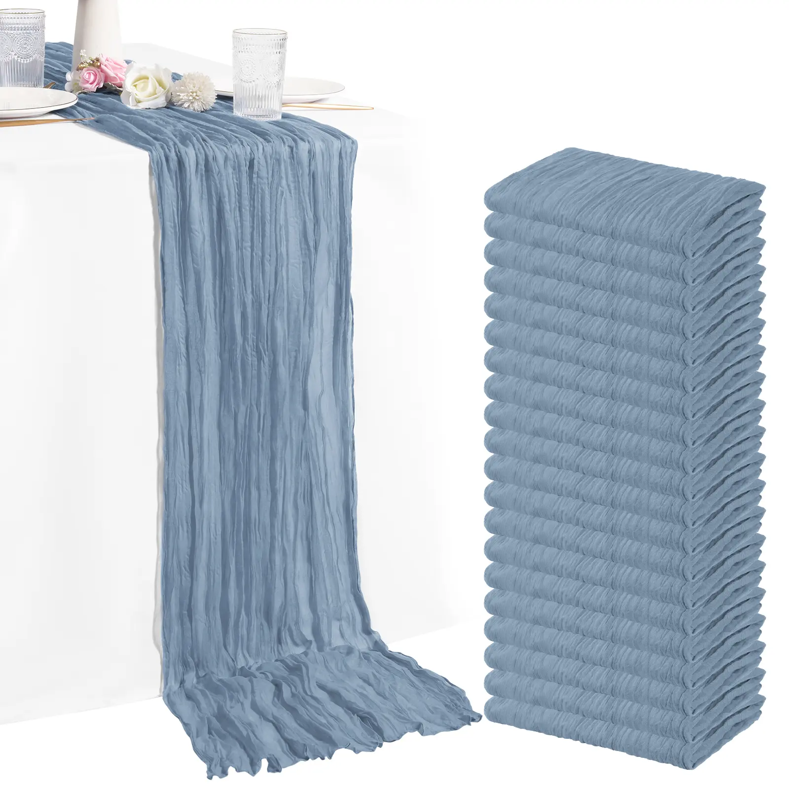 FANI 1 6 10 24 30 Pcs 10FT Cheesecloth Table Runner 20x120inch Summer Boho Rustic Gauze Cheesecloth Runner for Wedding Decoration, Party Decor, Baby Shower ,Birthday Home Decor Holiday Decorations Springtok Outdoorfun