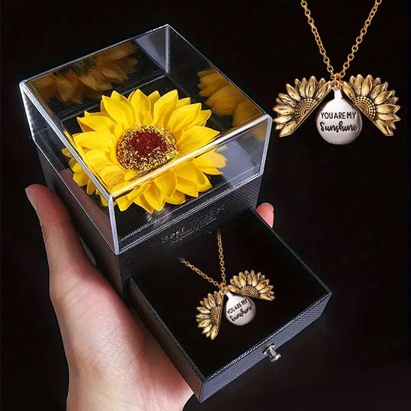 Artificial Sunflower Gifts for Women Her Daughter Girlfriend Wife Mom Friends Sisters Aunt, You are My Sunshine Necklace with Gift Box for Birthday Wedding Mother's Day Xmas Present