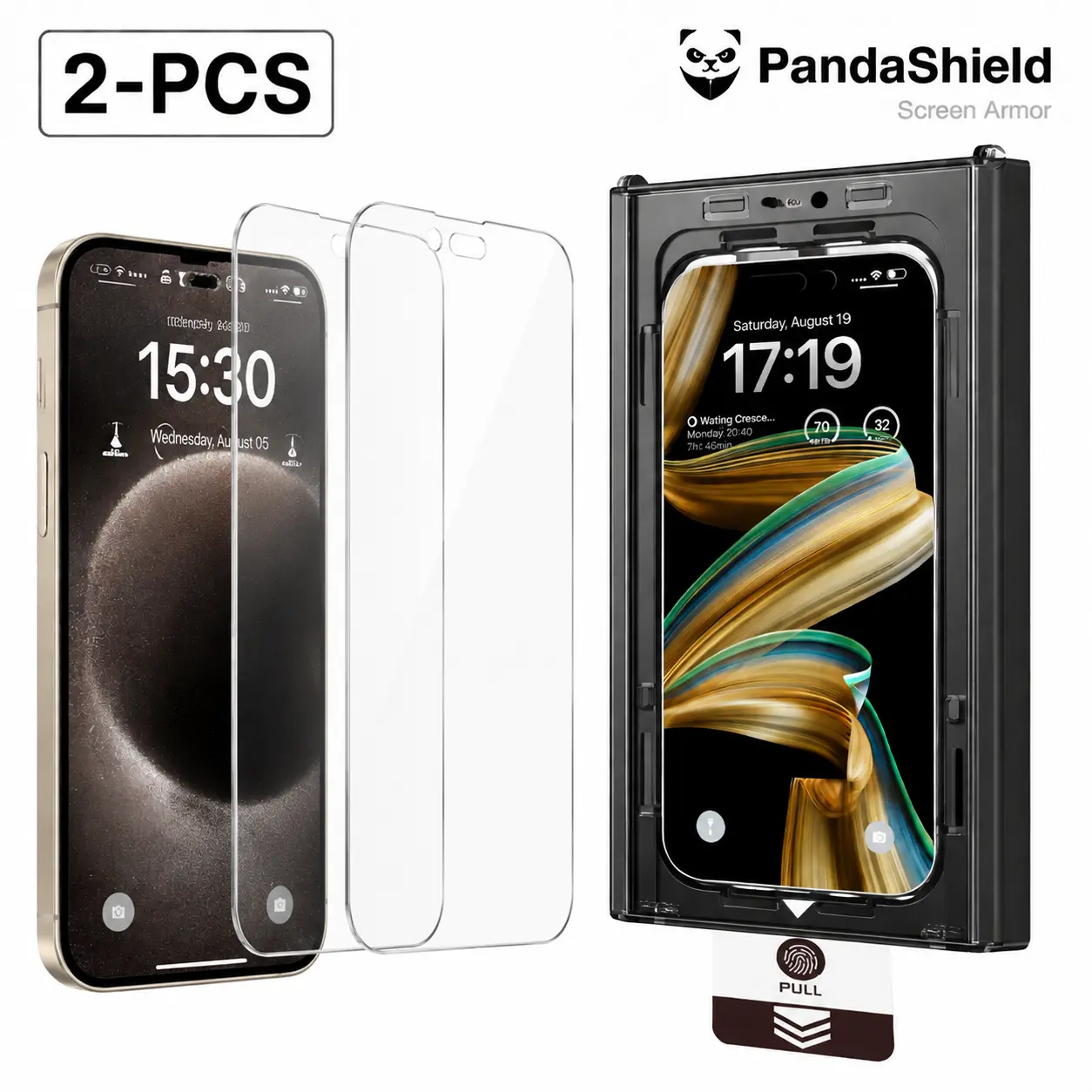 [2-PCS] PandaShield Screen Protector, Dust-Free Applicator for iPhone 18/17/16/15/14/13 pro plus max pro max, Reusable easy Installation, Fully Protection, 25° anti-peeping privacy layer, Fingerprint-proof Electroplated Surface, Quadratic Tempered Glass