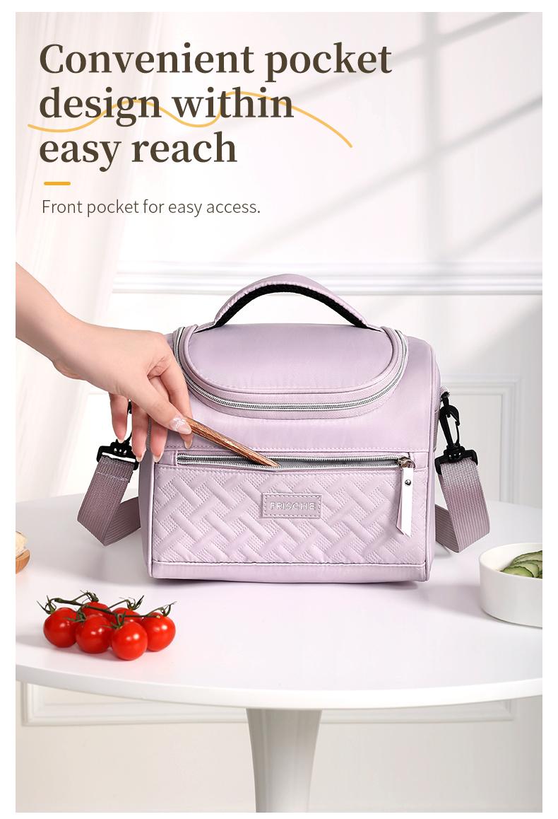 2.11gal Durable Oxford Cloth Lunch Bag, Aluminum Foil Insulated Lunch Bag with Zippered Compartments and Adjustable Shoulder Strap - Simple Everyday Use Bag