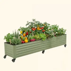 Vego garden Classic Rolling Garden Bed – 1.75' Mobile Metal Raised Garden Bed for Patio, Deck, Balcony – Deep Planting Space, Durable & Easy to Move