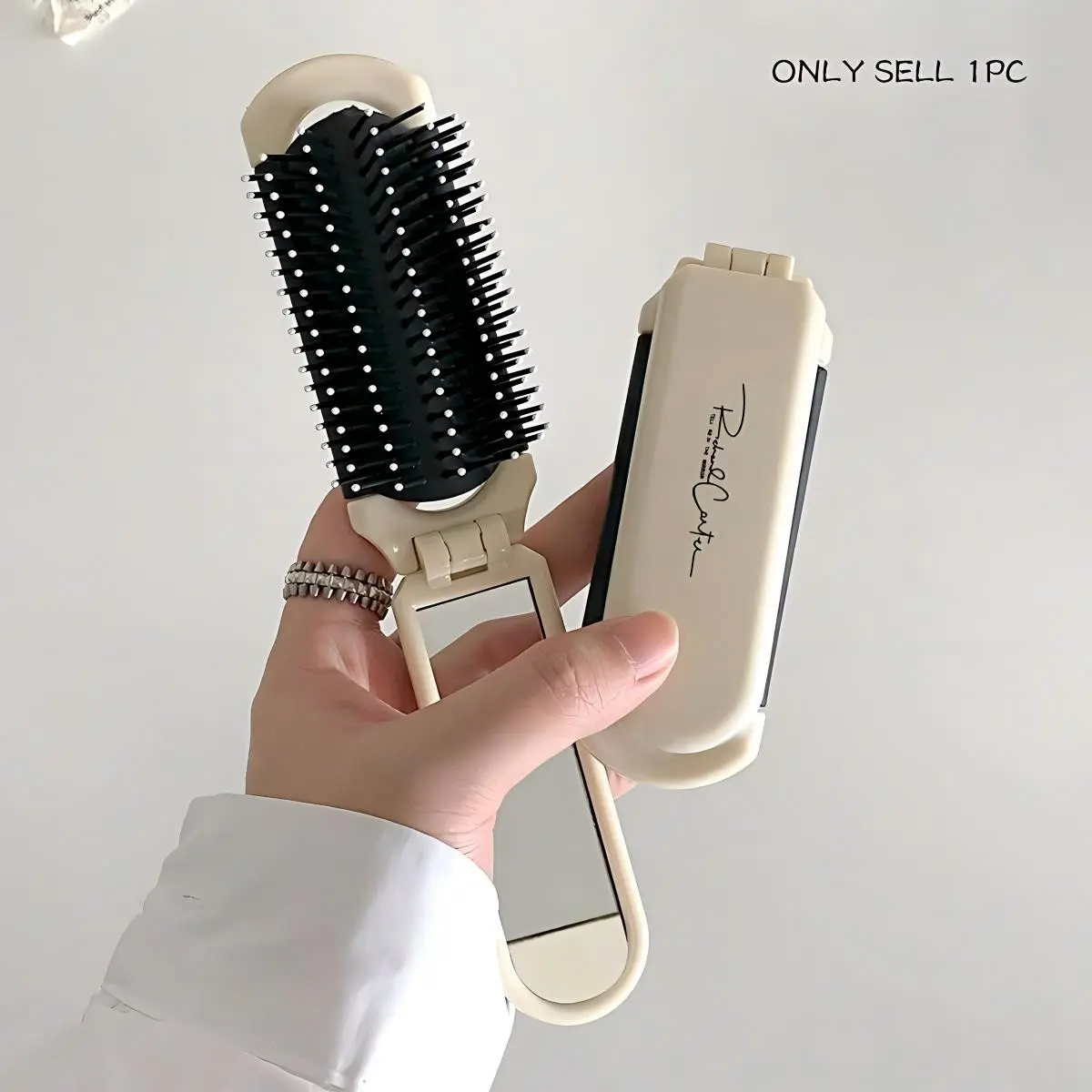 Portable Foldable Hair Styling Brush with Mirror, Anti-Static Cleaning Comb for Curly, Wet, and Dry Hair, Cartoon Design for Women, Hair Styling Tools, Hair Grooming Brush, Hairbrush