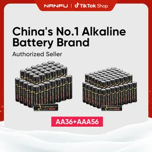 NANFU AA & AAA High-Performance Alkaline Batteries Combo Pack , 36 Double AA Batteries and 56 Triple AAA Batteries for Home and Office, 10-Year Shelf Life,Non-rechargeable