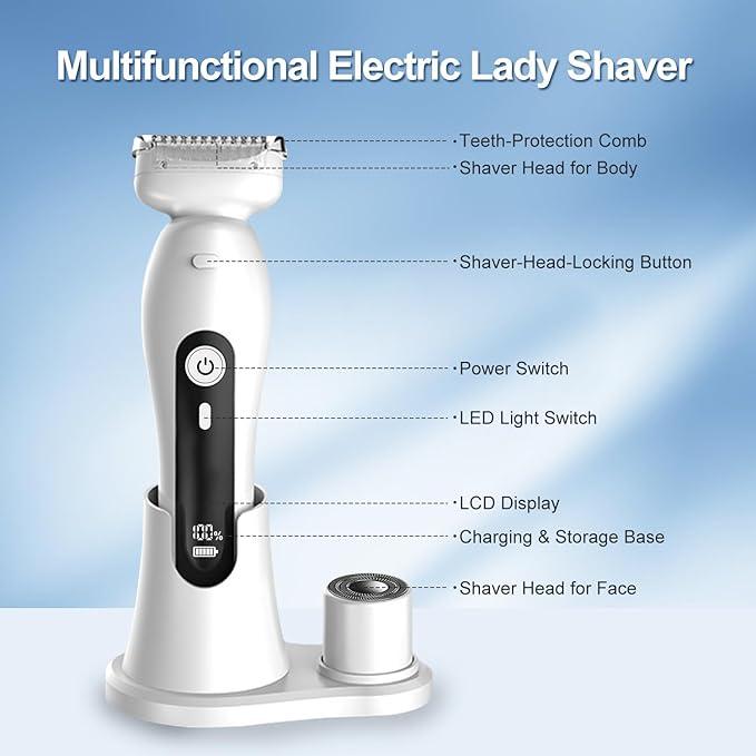 SEALIGHT 2 in 1 Shaver, Wet-Dry Usable Electric Shaver, USB Rechargeable, Hair Removal for Face, Legs, Cordless Waterproof Trimmer with Head Base, Painless Epilator, remington shaver, shaver for men #springtok