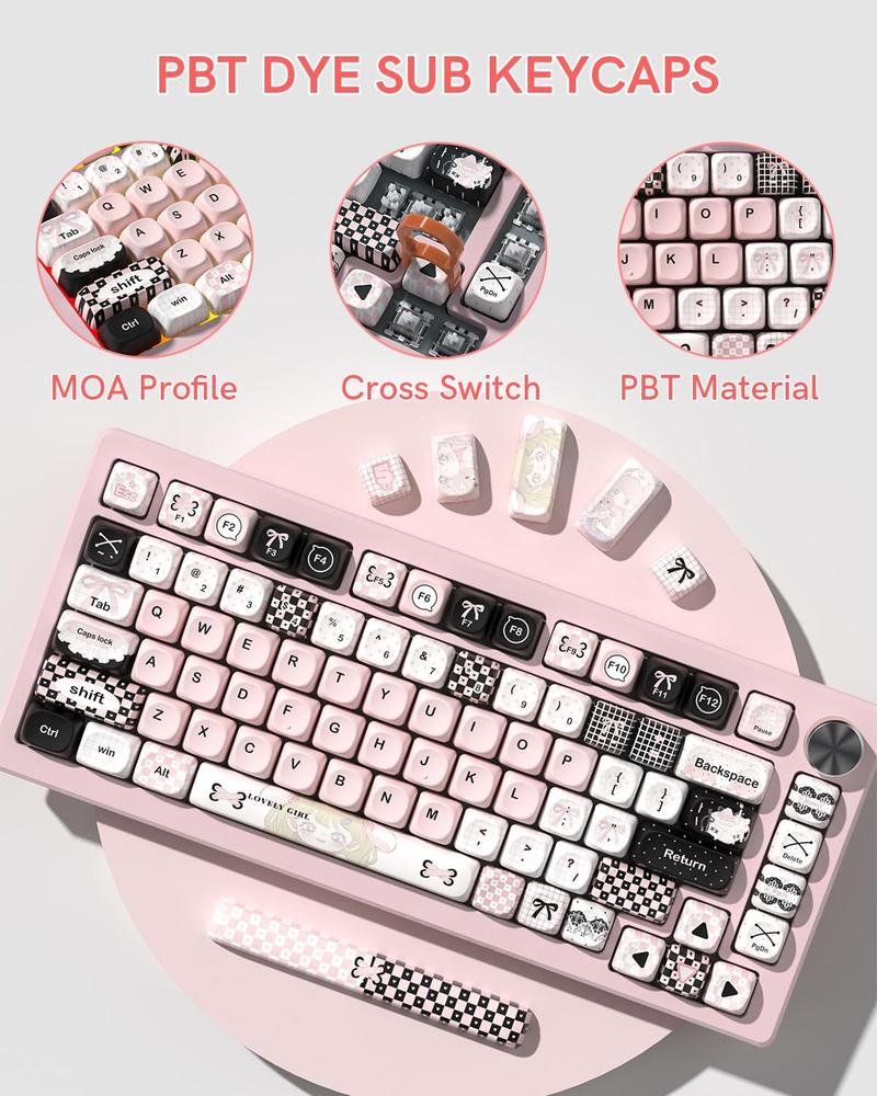 Womier MOA Profile PBT Keycaps,132 Keys Cute Style Keycap Set with Cute Icons, Dye-Sublimation, Black Pink Theme for Most 60% 65% 75% 80% 100% US Layout Cherry MX Switches Mechanical Keyboard Womier MOA Profile PBT Keycaps,132 Keys Cute Style Keycap Set with Cute Icons, Dye-Sublimation, Black Pink Theme for Most 60% 65% 75% 80% 100% US Layout Cherry MX Switches Mechanical Keyboard