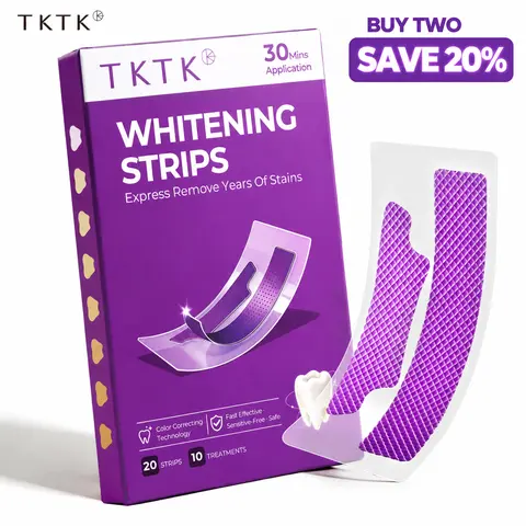 TKTK PAP+ Color Correcting Purple Oral Teeth Whitening Strips - Peroxide-Free, Safe, Gentle Daily Cosmetic Treatment for Sensitive Teeth, 10 Treatments (20 Strips) Radiant Brightener #sohochic