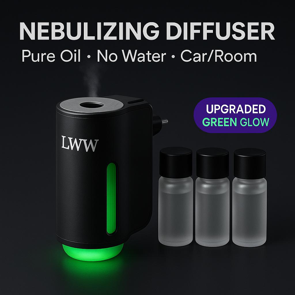 LWW Dual Car Diffuser Set with 3 Premium French Essential Oils Long Lasting Fragrance for Car & Home Waterless Auto Off Feature Plug & Play Aroma