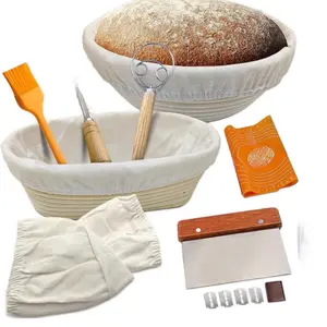 Banneton Bread Proofing Basket - Bread Proofing Baskets For Bread Baking Sets of 2-10" Oval and 9" Round Indonesian Rattan - Bread Basket Proofing - Bread Making Tools And Supplies