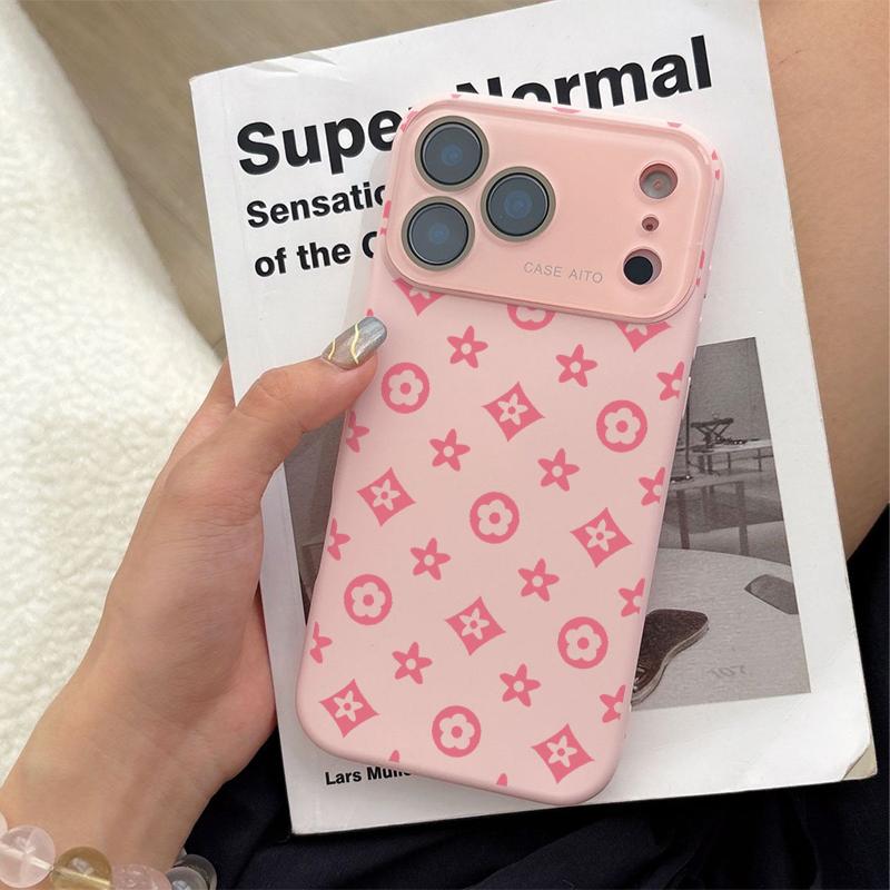 Vintage print Dopamine Ins Style Solid Color Phone Case with Ultra Skin friendly Touch, All Inclusive Lens Phone Case Suitable for Apple 17 16 15 14 13 12