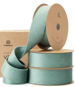 Vitalizart  Double Face Velvet Ribbon 1" x 15Yd for Gift Wrapping Christmas Party Crafts Wedding Bouquet Wreath DIY Decorations floral packaging paper chain soft fabric