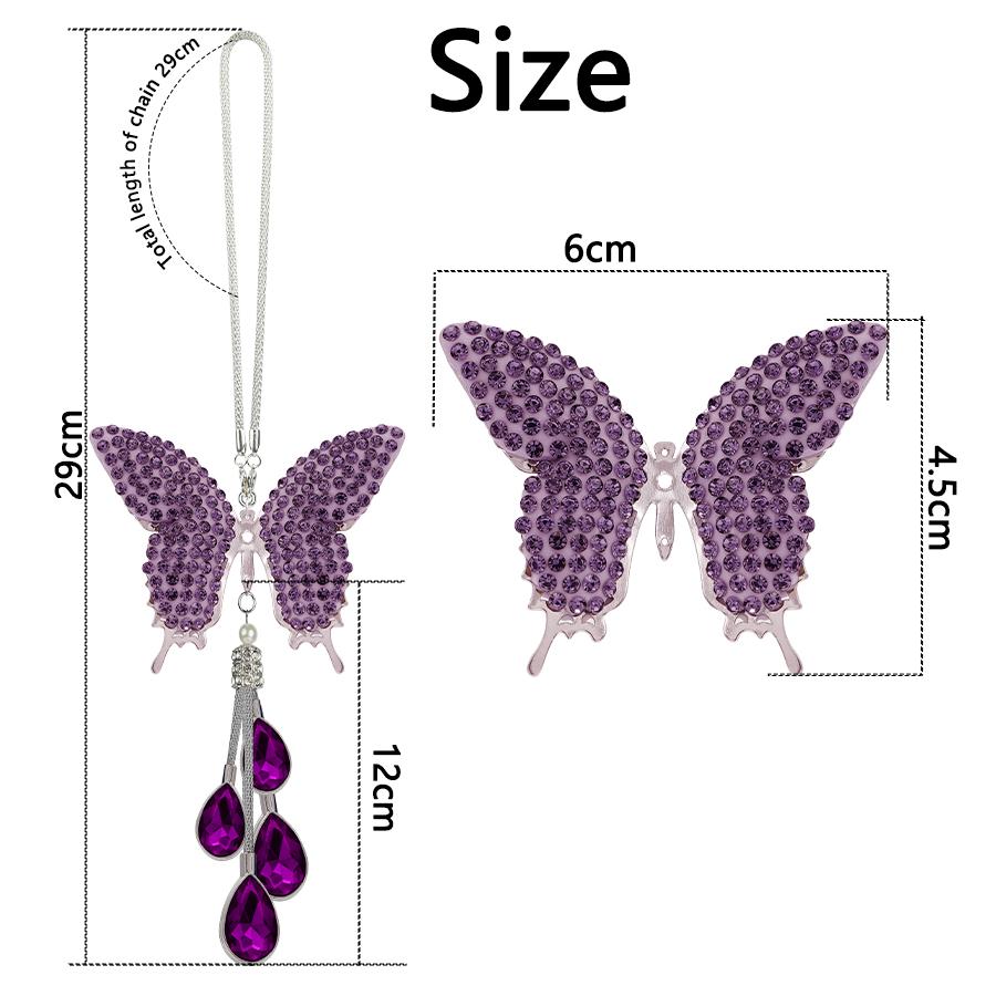 Glam Butterfly Car Mirror Decor with Pearl   Crystal Drops Car Accessories for Her