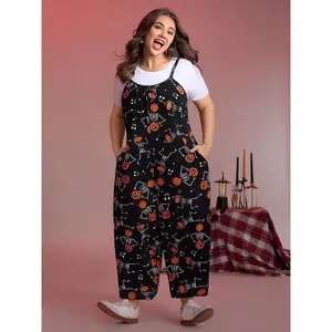 【Easter's Haul】Bloomchic Pumpkin Skeleton Print Cami Sleep Jumpsuit 2026 Spring Break Gift,Spotlight,Summer wins,Deals for you days