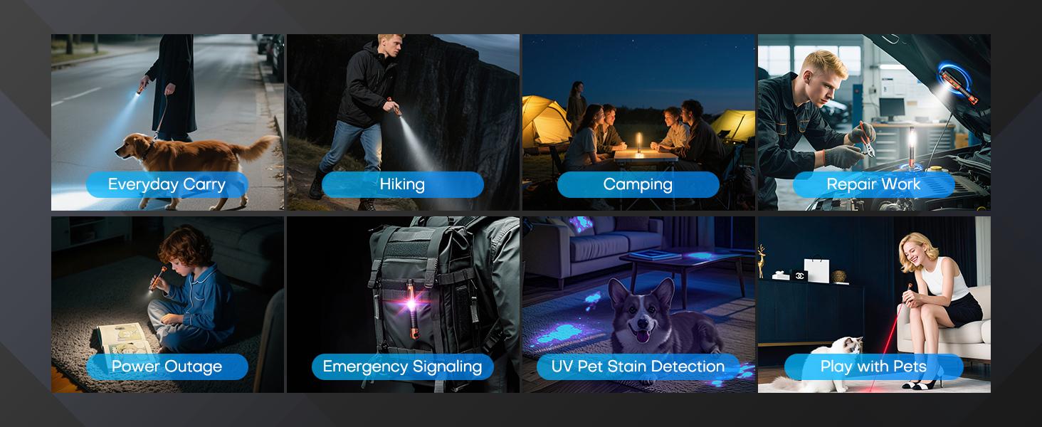 EDC Flashlight Rechargeable,800 Lumen Small Flashlight with Magnetic Clip & Base, 11 Modes LED Flashlight,Glass Breaker&Bottle Opener, USB-C Flashlight for Working,Home and Emergency