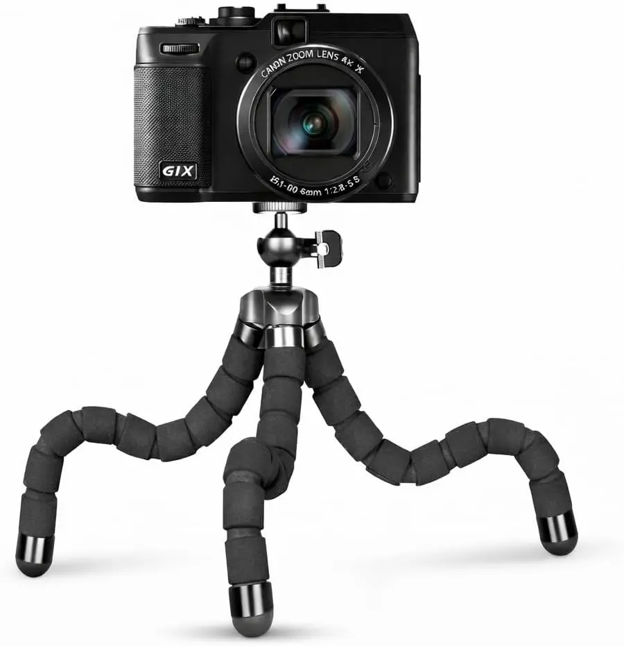 6.5” Durable Portable Adjustable Flexible Mini Phone Tripod with Mount - Smartphone Recording & Streaming Equipment for iPhone/Android Phones, Small Cameras, Landscape Photography Quick Setup Accessory