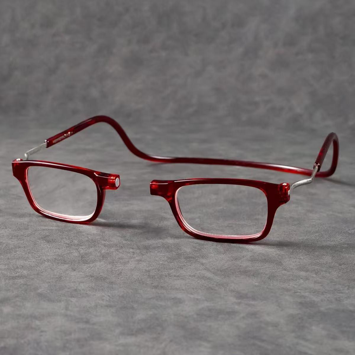 3pcs Magnetic Rectangle Reading Glasses | Small Square Eyeglasses Around Neck Hanging, Lightweight, Adjustable Temple, PC Frame, Farsightedness