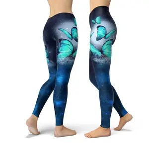 Butterfly Galaxy Leggings - Teal Cosmic Space Print - Womens Yoga Pants Yoga Pants, Flattering Leggings, Leggings For Women – FASTSHIPPING