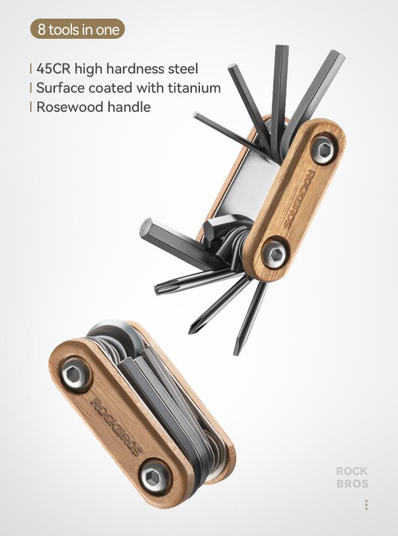 ROCKBROS  8-in-1 Bicycle Repair Tool Multi-functional Combination Interior Hexagonal Disassembly Maintenance Tool Portable Mountain Road Bike
