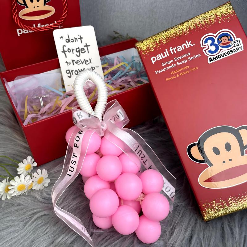 Paul Frank Grape Soap on a Rope – Handmade DIY Decorative Grape Soap, Natural and Gentle Moisturizing and CleansingLong-Lasting Fresh Scent Perfect for Home Décor and BathroomAesthetic & Creative Christmas Gift Choice Body Care Daily