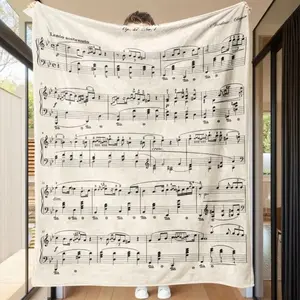 Piano Music Sheet Blanket Flannel Music Notes Throw Blankets for Teacher Adult Kids Music Lovers Gifts Decor for Home Bed Couch tiktokshopspringglowup