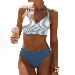 ANRABESS Bikini Sets for Women V Neck Criss Cross Two Piece Swimsuit Sexy Cutout Bathing Suit 2026 Beach Vacation Swimwear
