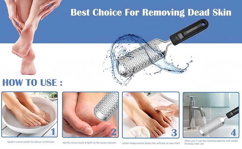 LMMAKE Professional Stainless Steel Foot File with Detachable & Reusable Design Abrasive Surface for Dead Skin Calluses & Rough Patches Ideal for Home Pedicures Salon Treatments Foot Care for Adults