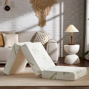 SINWEEK Memory Foam Folding Mattress, 4 Inch Foldable Trifold Mattress Topper, CertiPUR-US Certified Guest Bed with Cooling Cover & Waterproof Lining Single (75" x 25") 4 Inch With Bag