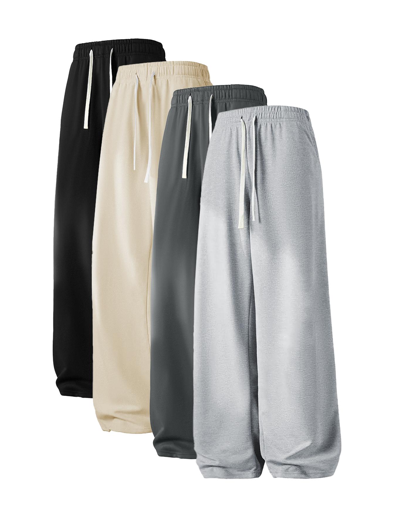 Men's Regular Fit Drawstring Casual Pants - Soft and slightly stretchy fabric, comfortable and breathable, drawstring waist adjustment, solid color, perfect for outdoor sports and fitness activities in spring and summer Plain Trouser Menswear