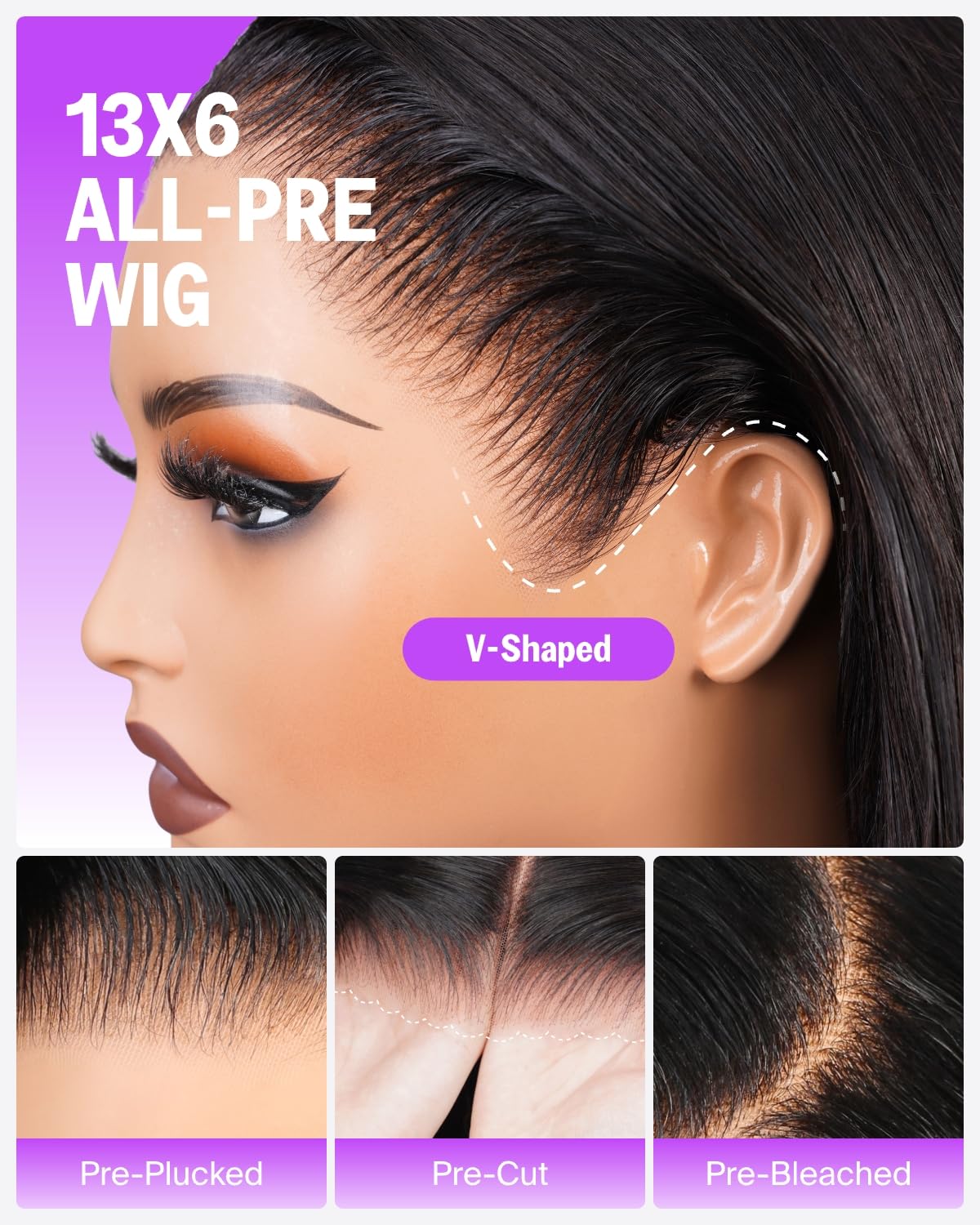 Bling Hair 13x6 Lace Front Wigs Human Hair 180% Density Wear and Go Glueless Wigs Human Hair Pre Plucked Pre Cut Pre Bleached Knots Body Wave Drawstring Ear-to-Ear HD Lace Frontal Wig 24 Inch