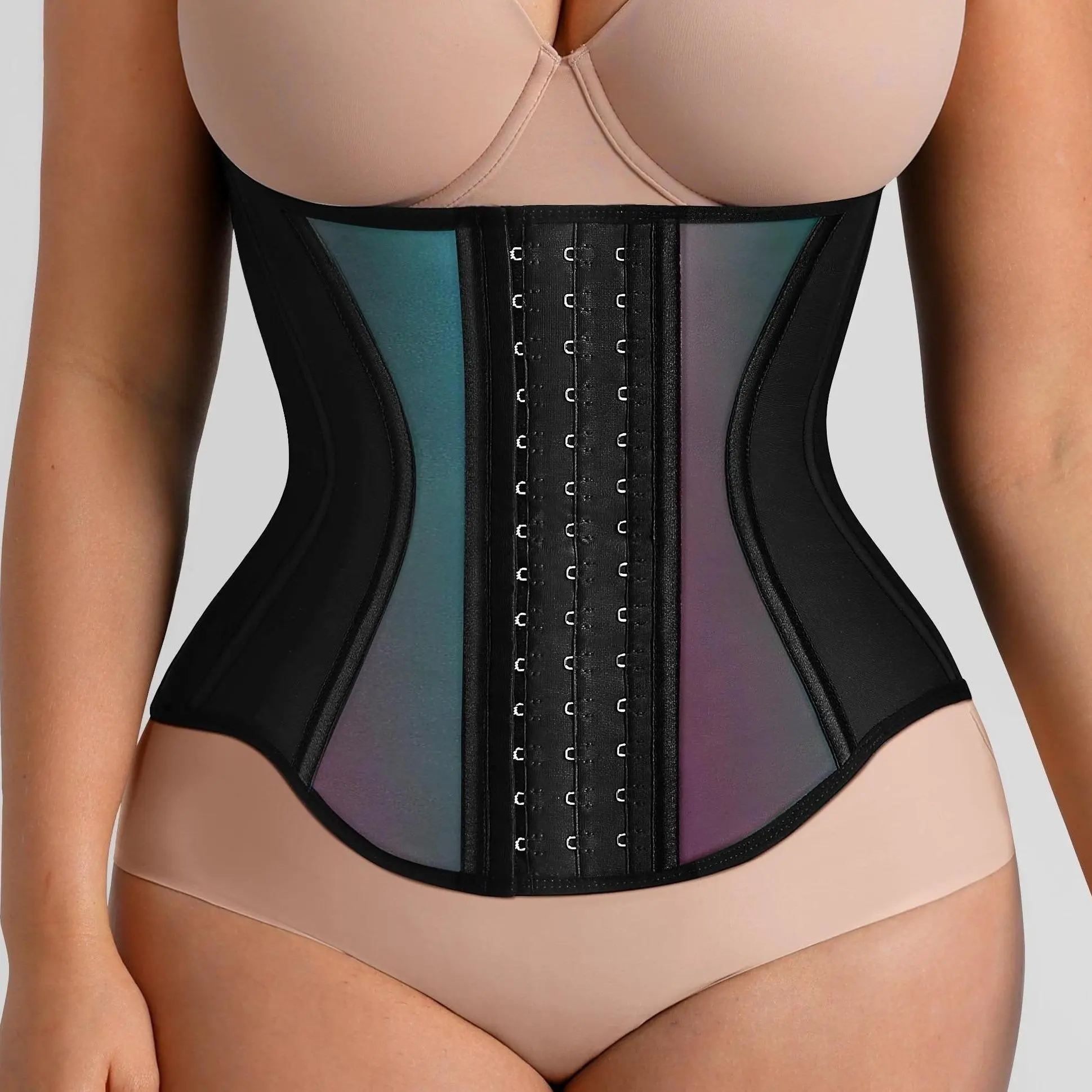 FeelinGirl Women's Tummy Control Waist Trainer Corset Reflective Comfortable Fabrics Adjustable Hooks Waist Cincher SummerVibes