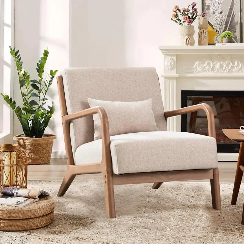 [DealsForYouDays] EBELLO Modern Accent Chair, Comfy Fabric Living Room Chairs with Solid Wood Frame, Lounge Reading Armchair, Easy Assembly