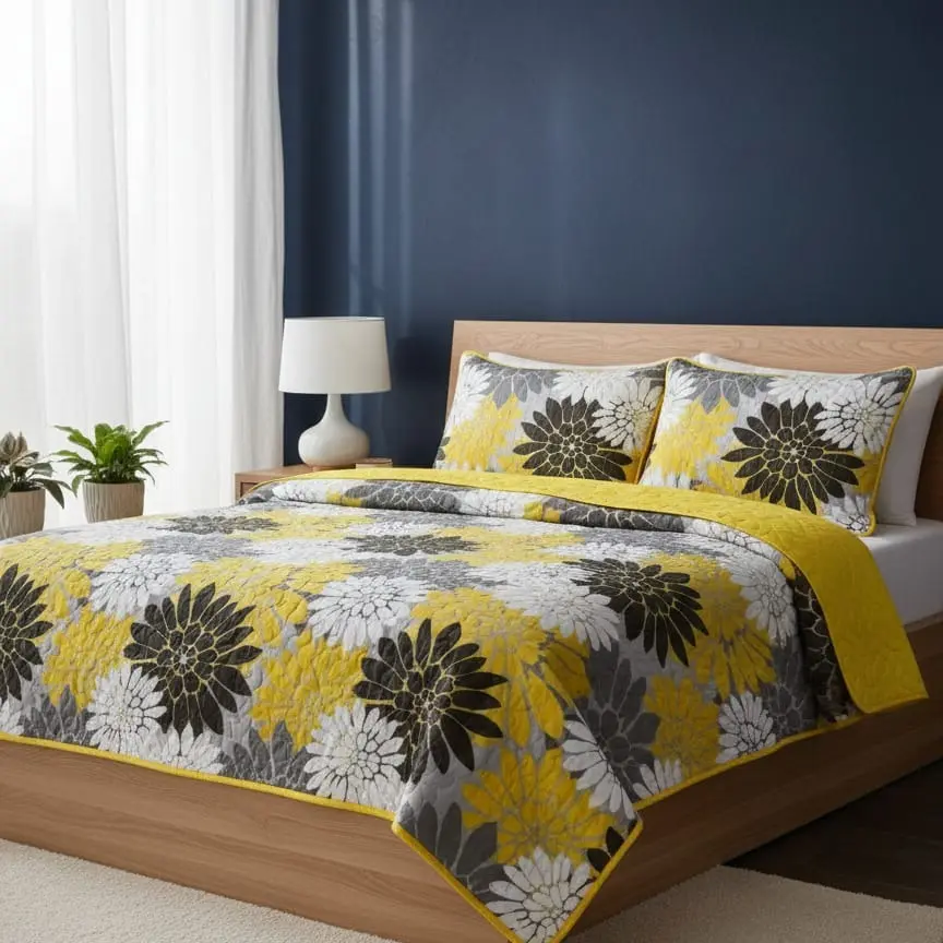 Lana Glory 3pc Quilted Coverlet Lime Green Comforter Set with Quilted Design for Cozy Comfort and Easy Care