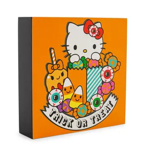 Sanrio Hello Kitty "Trick Or Treat" Wooden Box Sign | 6 x 6 Inches