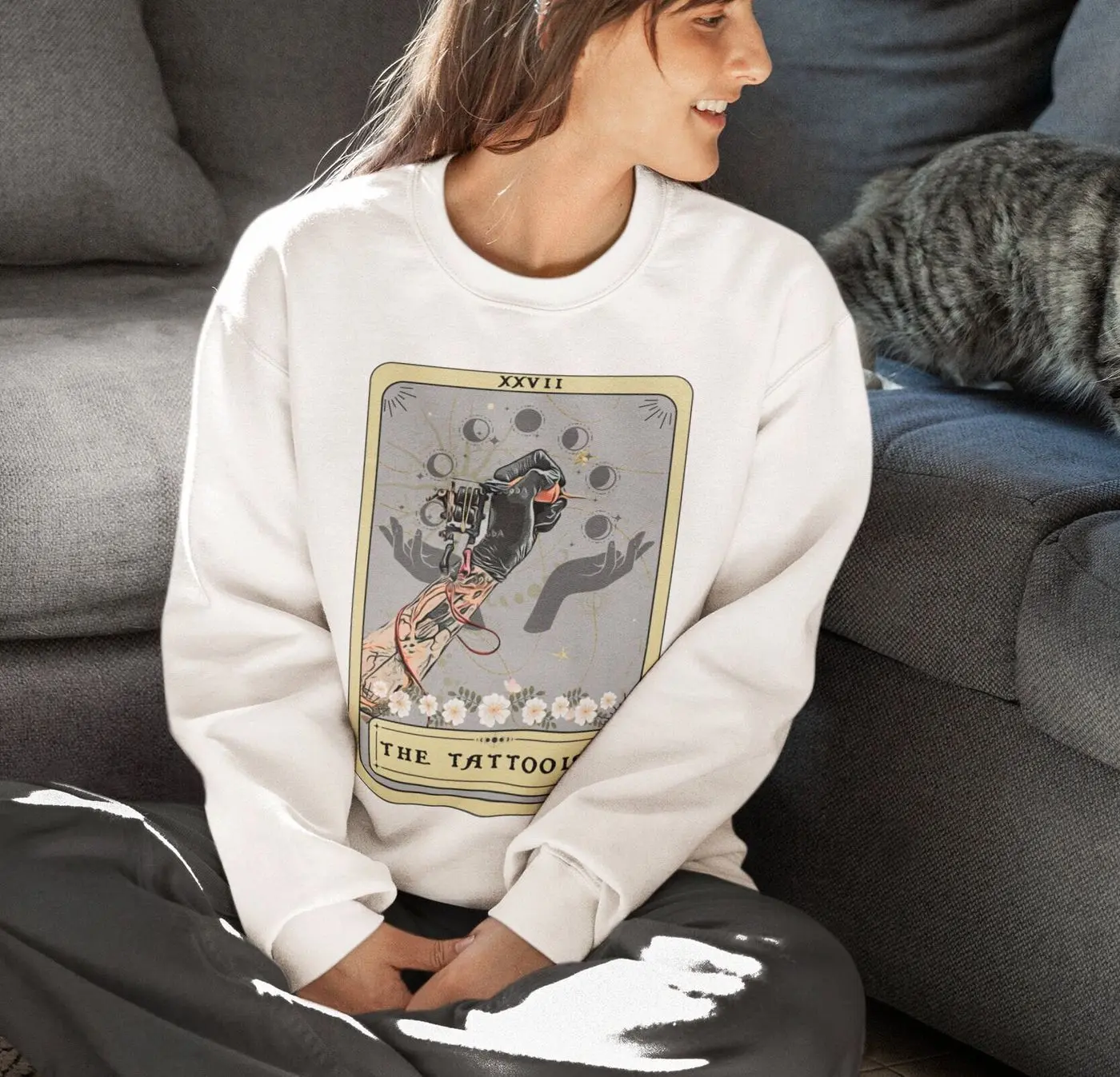 Tattooist Tarot Card Sweatshirt, Tattoo Artist Gifts for Tattooist Sweatshirt