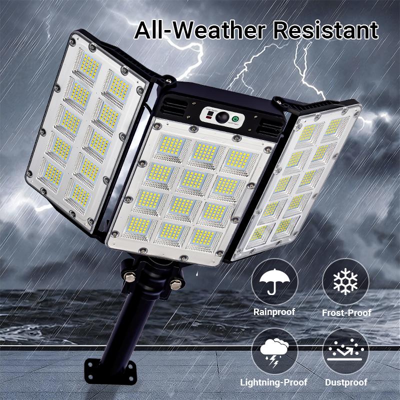 Solar Flood Lights 800 LEDs Motion Sensor Remote Control IP65 Waterproof 3 Brightness Modes Super Bright Outdoor Security Lights
