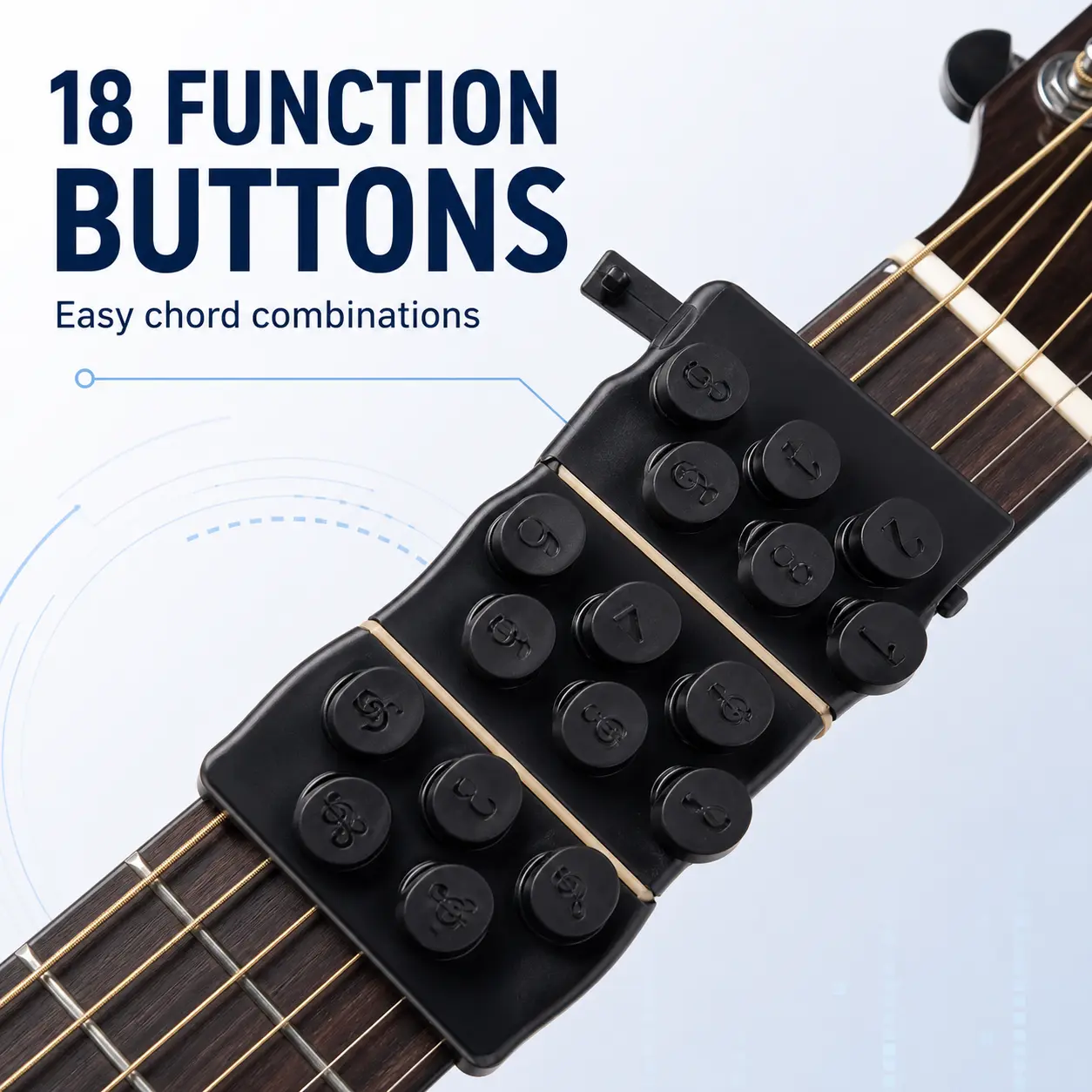 Guitar Chord Trainer for Beginners, Portable Guitar Practice Tool with 18 Chord Buttons, Easy Learning Aid for Acoustic Guitar Players