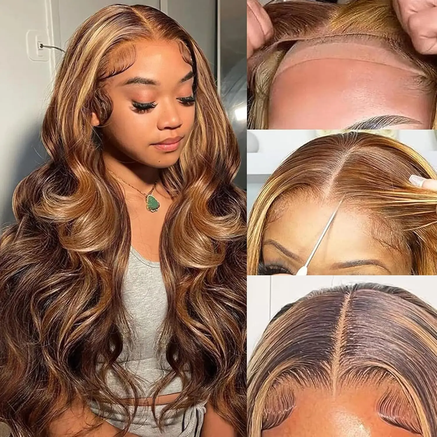 Alipearl Hair P4/27 Highlight Colored Wig Human Hair Glueless Wig 5x7 Lace Front Body Wave Highlight Pre Cut Lace Wig #TikTokShopBackToSchool #SoHoChic