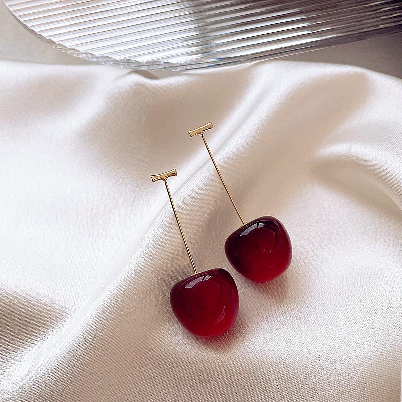 Delzzad Adorable Cherry Earrings Fruit Drop Dangle Earrings Costume Jewelry Accessories Birthday Anniversary Gifts for Girls Women